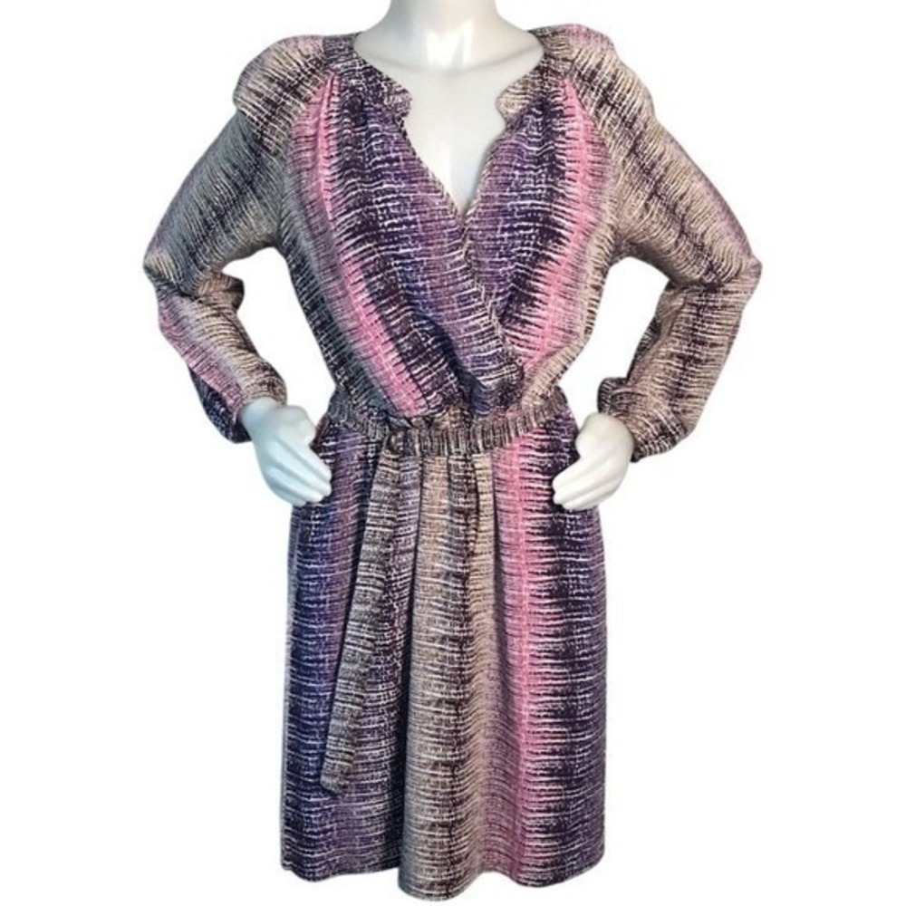 PRESLEY SKYE PURPLE PINK SILK WRAP DRESS Size Medium